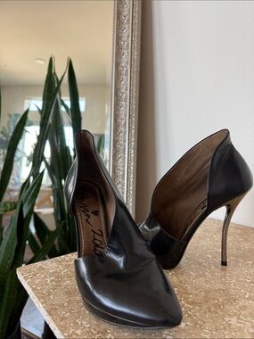 Black Lanvin 2010 Hiven Vero Cuoio Collector Rare Booties Stilettos Italy